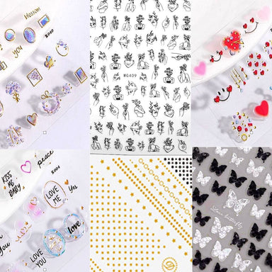 Gold Nail Foil Transfer Stickers Nail Art Supplies Holographic Laser Star  Moon Flower Heart Abstract Face